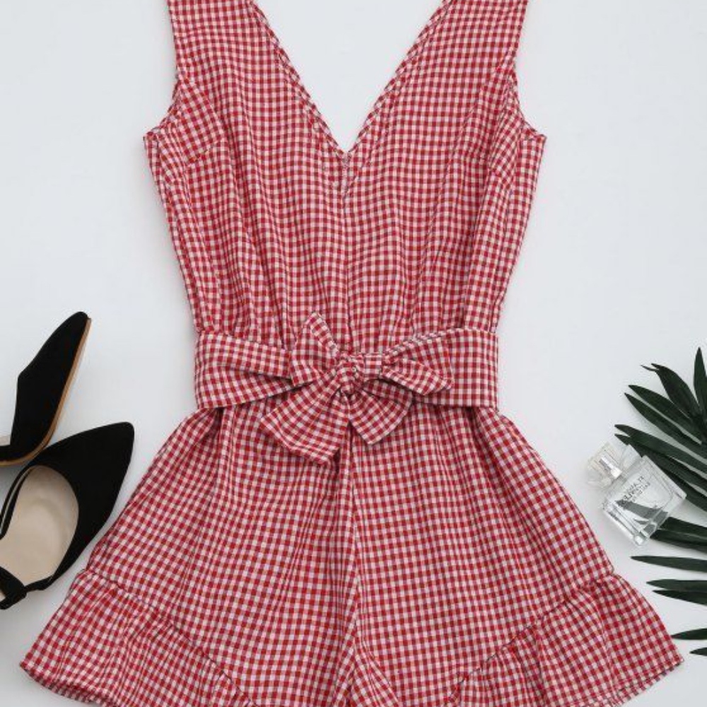 Red Gingham Romper